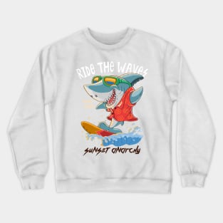 cool shark surfing Crewneck Sweatshirt